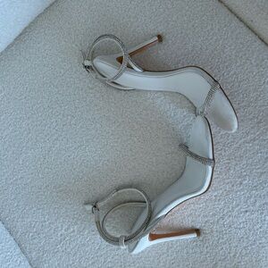 Forever 21 White and Silver Heels with Stiletto Design